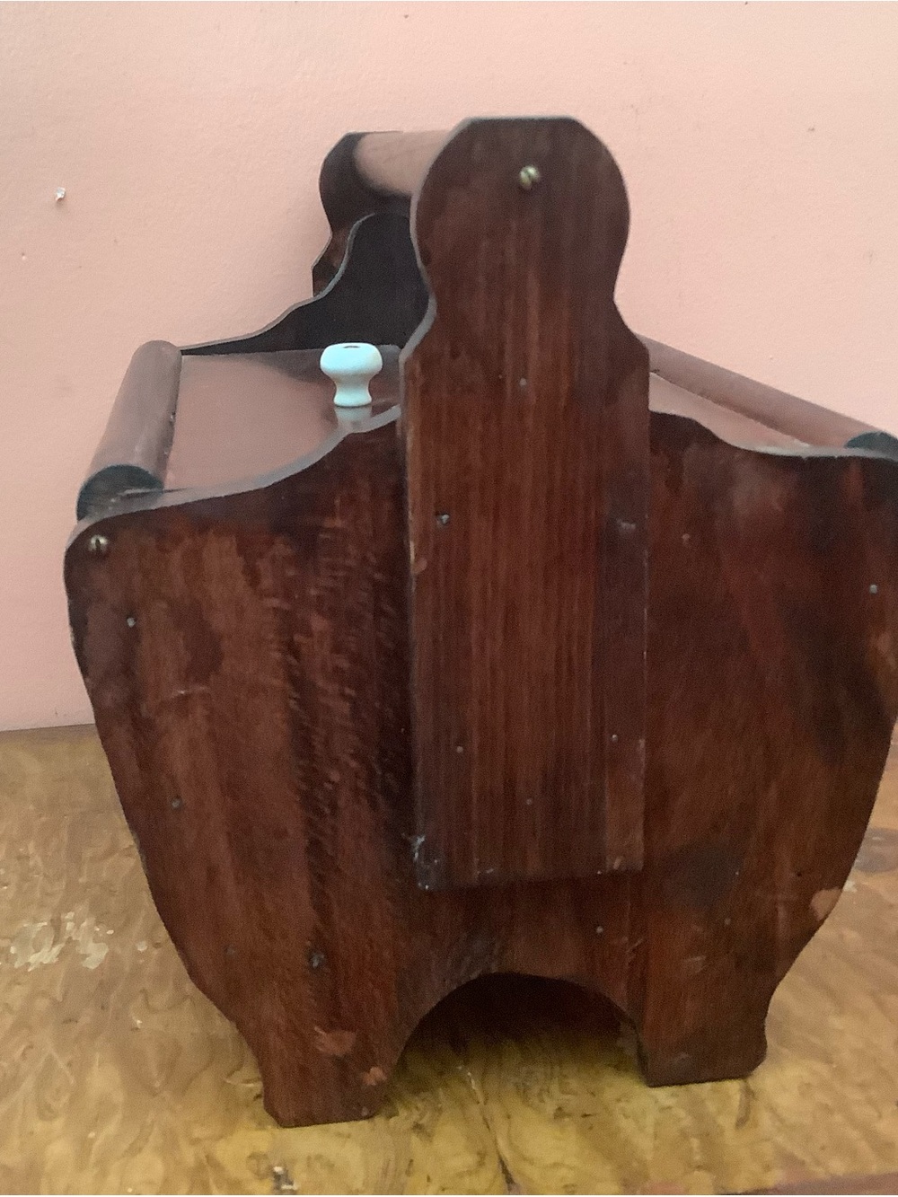 Handcrafted Dark Mahogany Sewing Box with Handle - Picture 7 of 17
